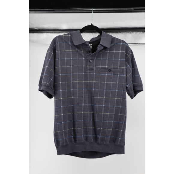 David Taylor Plaid Gray Polo Size M Men's - Picture 1 of 3